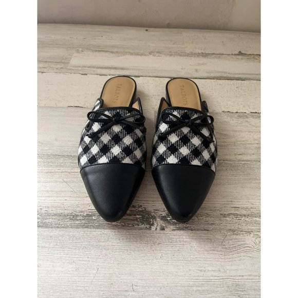 Talbots woman’s black and white checked leather soled mules - Picture 1 of 7